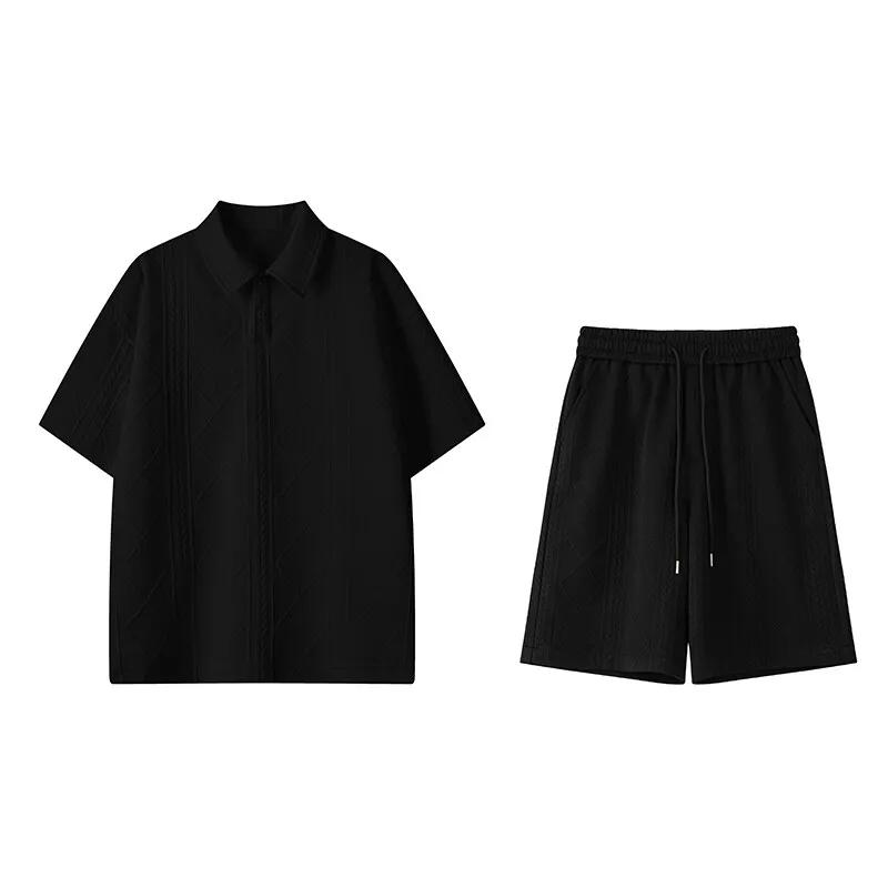M-XXXXXL grande taille été hommes Henley chemise et short ensemble décontracté coupe ample respirant extérieur 2025 Collection vêtements pour homme