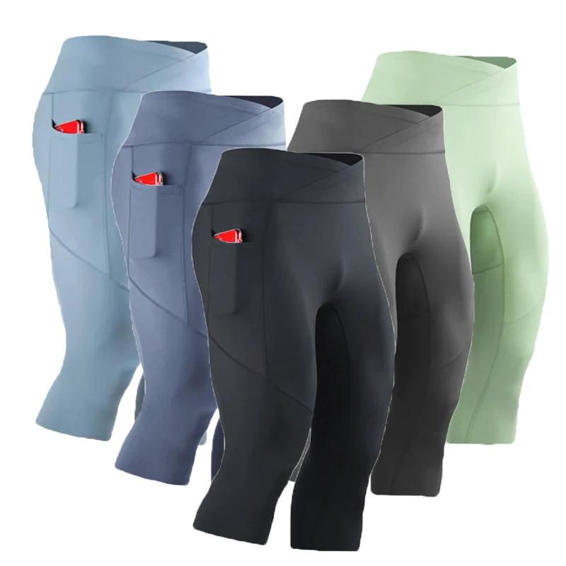 Pantacourt moulant sportif leggings genouillères pour course basket football entraînement polyvalent occasionnels femmes et hommes