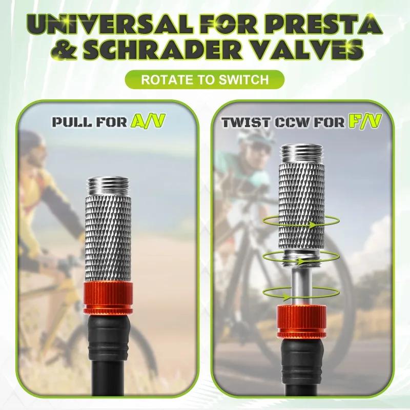 Pompe à air manuelle pour vélo BUCKLOS, gonfleur de pneus de vélo portable, pompe à air pour amortisseur arrière de vélo avec manomètre numérique, pompe à air pour fourche de vélo