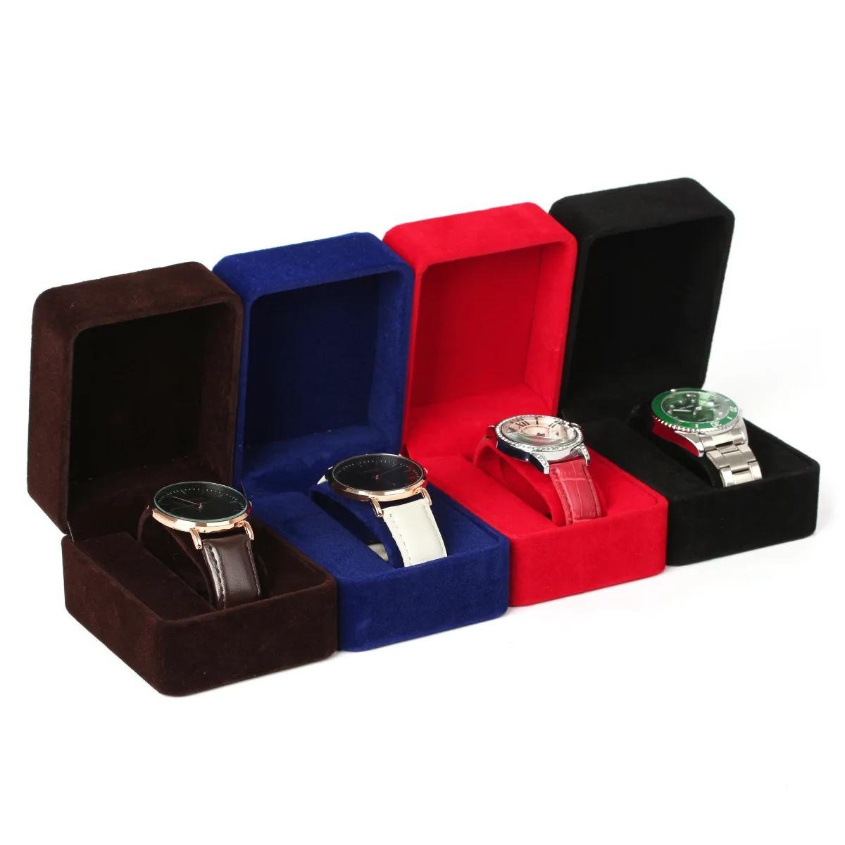 Boîte de montre en velours à coins ronds pour montre connectée, mallette de rangement d'horloge, accessoires de bijoux, boîtes d'emballage d'affaires