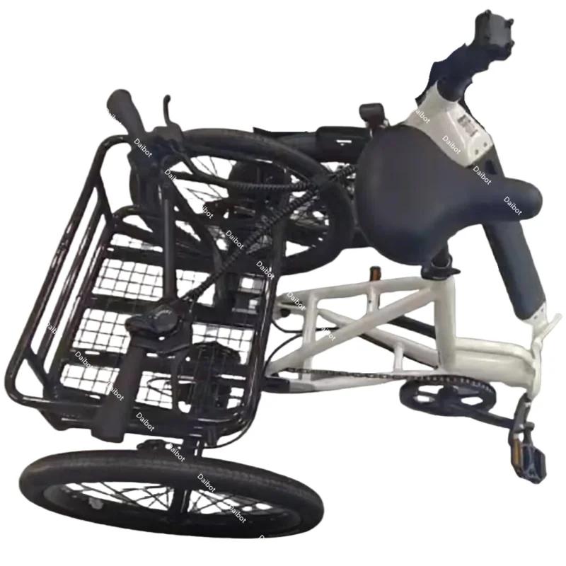 Tricycle de vélo électrique pliable à 3 roues pour adultes hors route avec panier de chargement