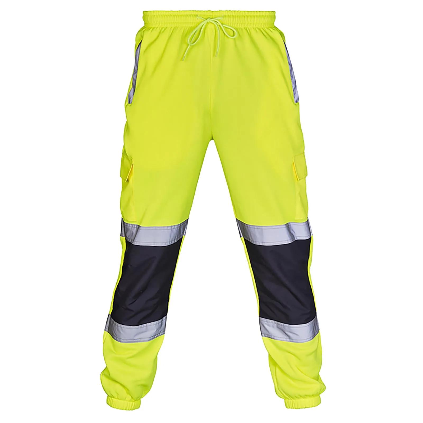 Vêtements de travail de sécurité pour hommes, pantalons décontractés pour le travail routier, pantalons à bandes de coulée haute, salopette haute visibilité, joggeurs, vêtements de travail, nouveau