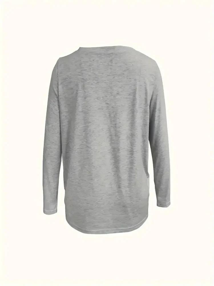 T-shirt uni à col en V pour femme