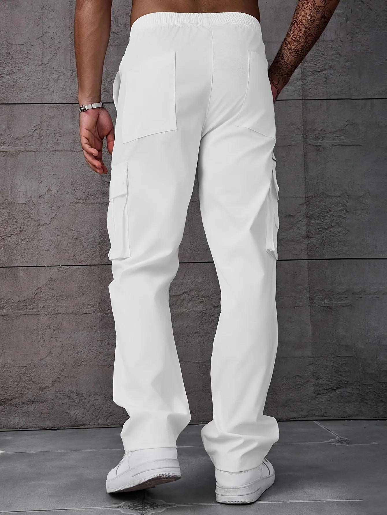 Pantalons de travail grande taille pour hommes avec poches latérales à rabat