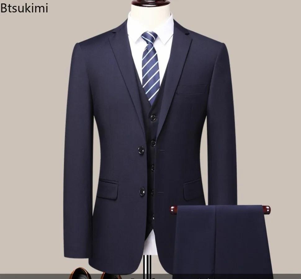 Costume d'affaires coupe cintrée pour hommes, grande taille S-6XL, vêtements formels de travail professionnel, robe de marié, ensembles deux pièces pour hommes