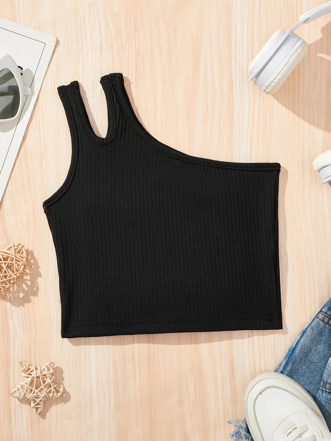 Vêtements pour enfants, gilets de sport à la mode pour filles, vêtements d'été sportifs décontractés et tendance pour enfants, adaptés aux filles âgées de 1 à 8 ans, hauts polyvalents pour la maison e