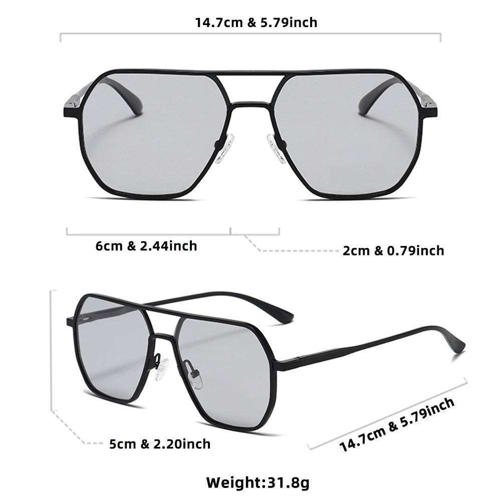 Lunettes de soleil photochromiques en métal de luxe pour hommes et femmes