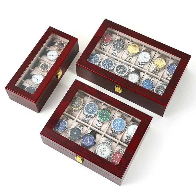Organisateurs de montres de luxe en bois pour hommes et femmes, boîtes de support, présentoir à bijoux, 2 grilles, 3 grilles, 5 grilles, 6 grilles, 10/12 grilles