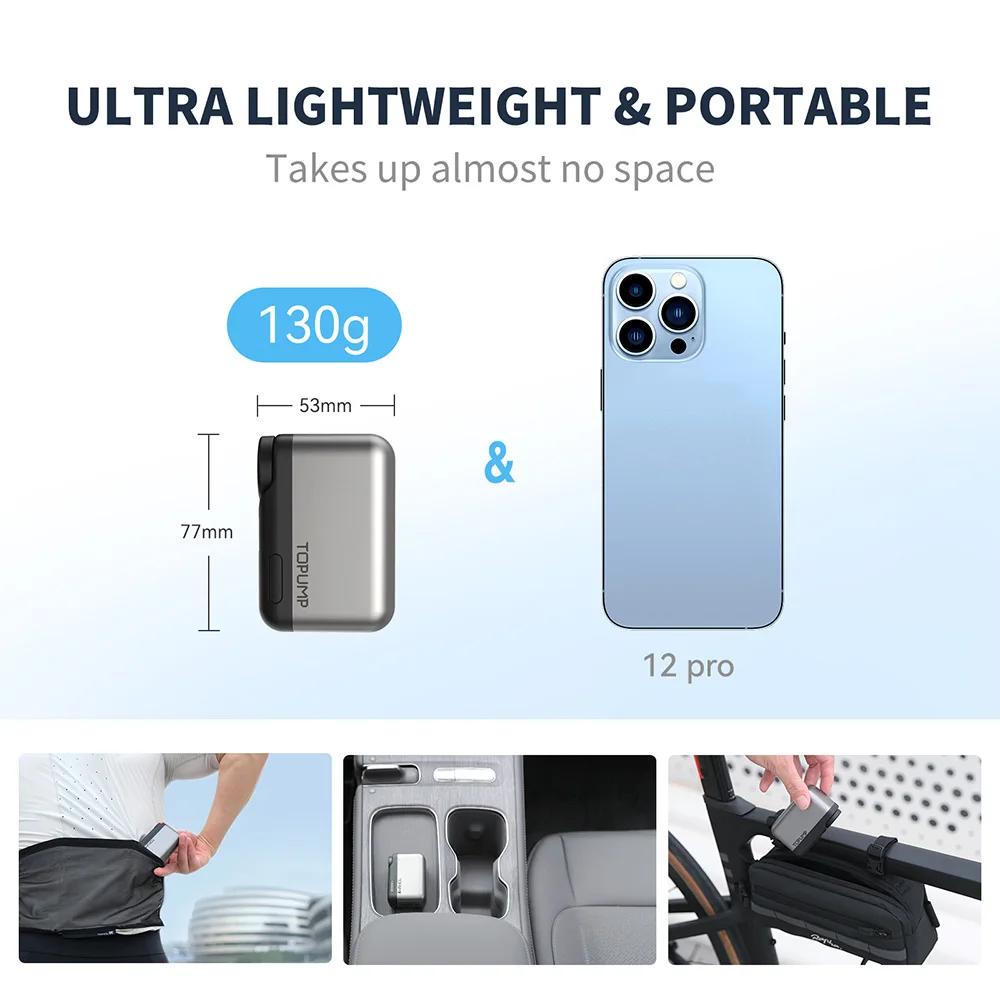 TOPUMP TB2 PRO Mini pompe électrique Portable pour vélo gonfleur de pneus sans fil 120PSI Max 450mAh batterie avec écran charge rapide