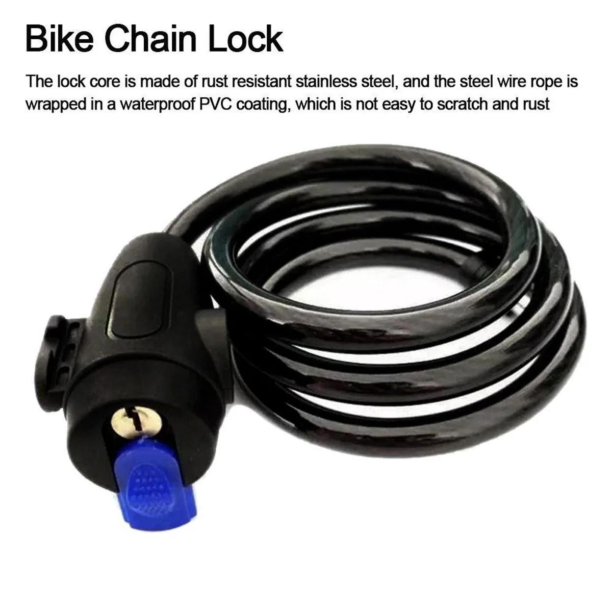 Serrure de câble de vélo avec clés, haute sécurité, antivol, résistant aux cisailles, serrure universelle pour chaîne de moto et Scooter, accessoires de vélo