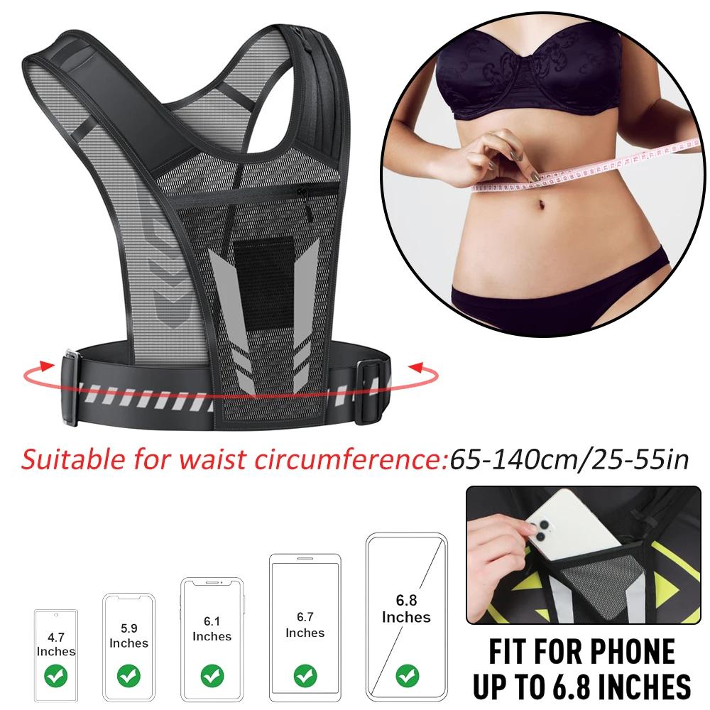 Gilet de course réfléchissant avec poche téléphone - Équipement sécurité pour jogging nocturne