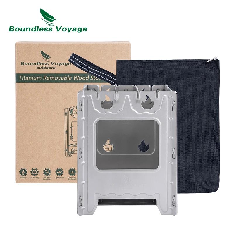 Poêle à bois titane Boundless Voyage - Brûleur pliant camping ultraléger - Barbecue portable sac à dos