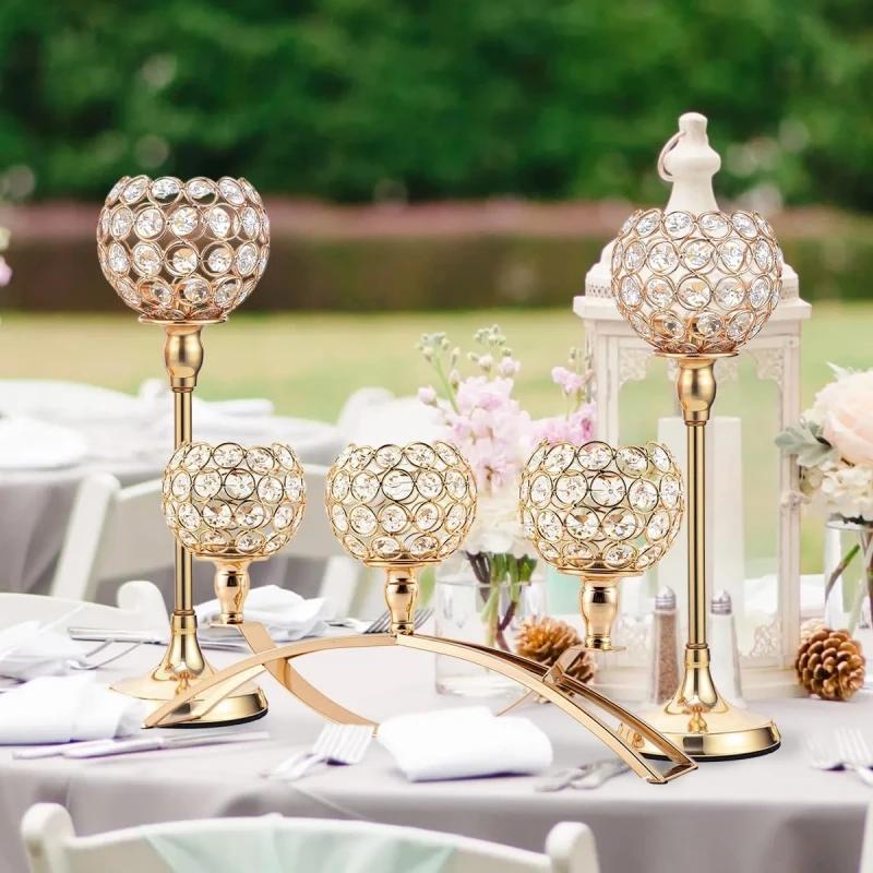 Bougeoirs dorés pour centres de table