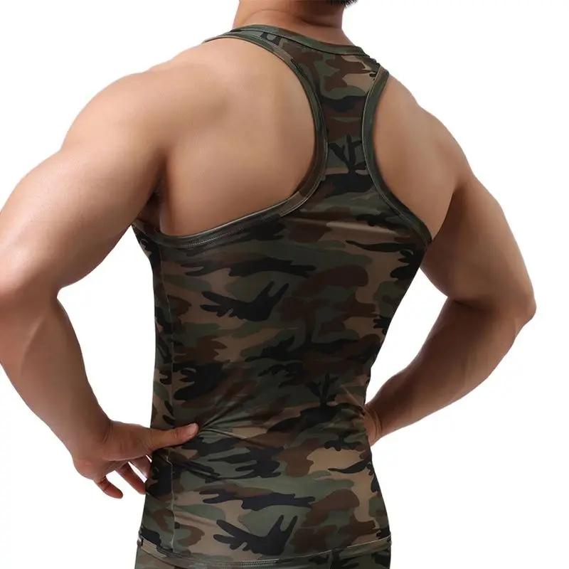 Débardeur à séchage rapide pour hommes, maillot de corps sans manches, Fitness, Camouflage, Singlet, musculation, gilet musculaire, vêtements élastiques