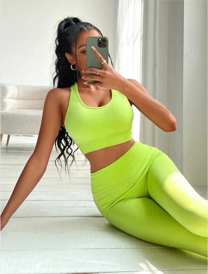 Ensemble de sport sans couture pour femmes tenue de yoga fitness pour entraînement quotidien activité physique sportive occasionnelle