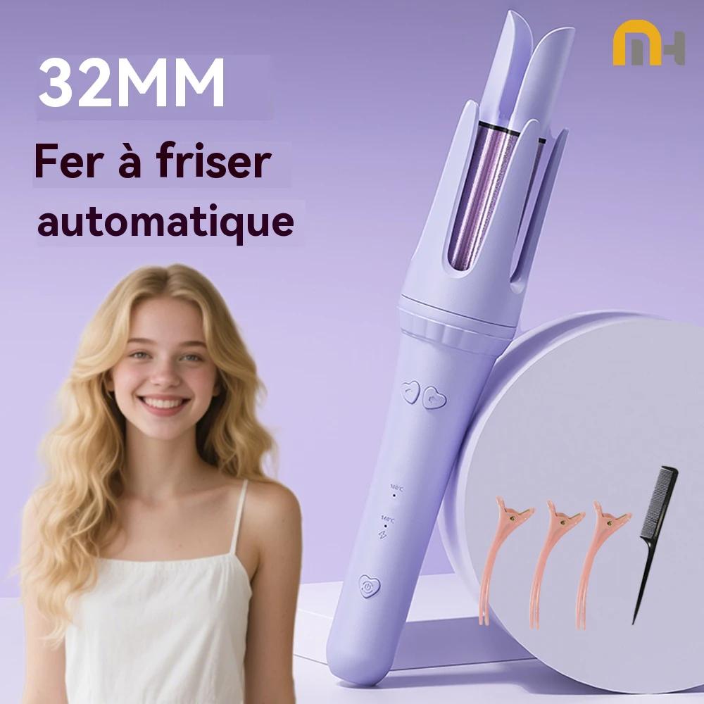 Fer à friser les cheveux 32mm bigoudi baguette professionnelle pinces bouclées en céramique électrique Salon outil de co