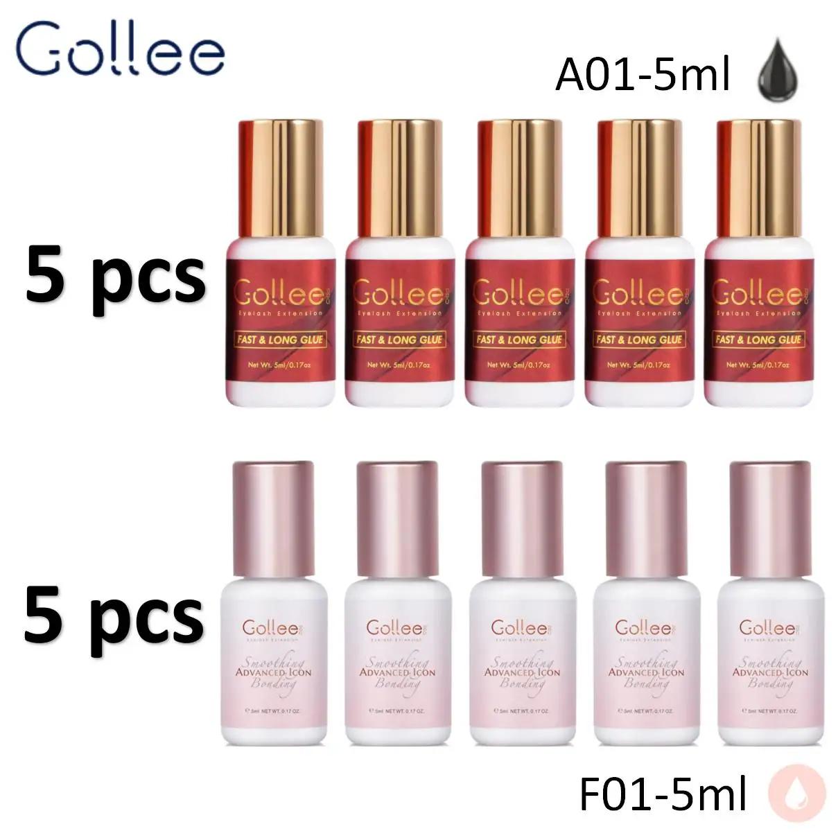Gollee 5 pièces 1s colle à séchage rapide pour Extension de cils fournitures d'extensions