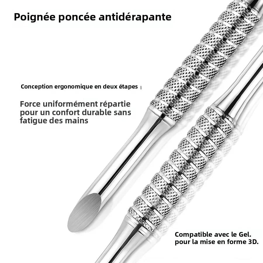 Poussoir à cuticules à sabot coudé à Double tête