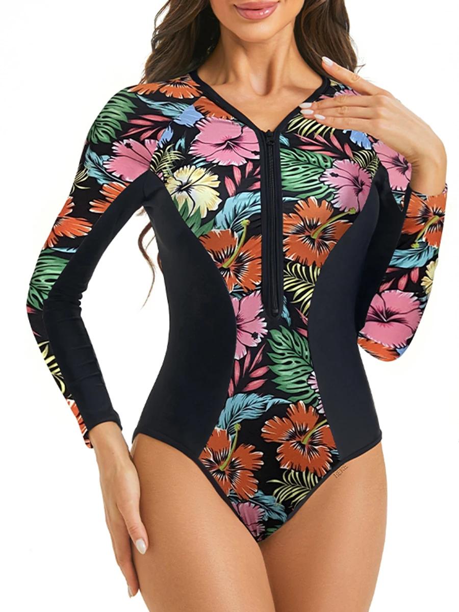 Combinaison de surf slim femme manches longues 2026 - fermeture éclair - maillot uni XXL