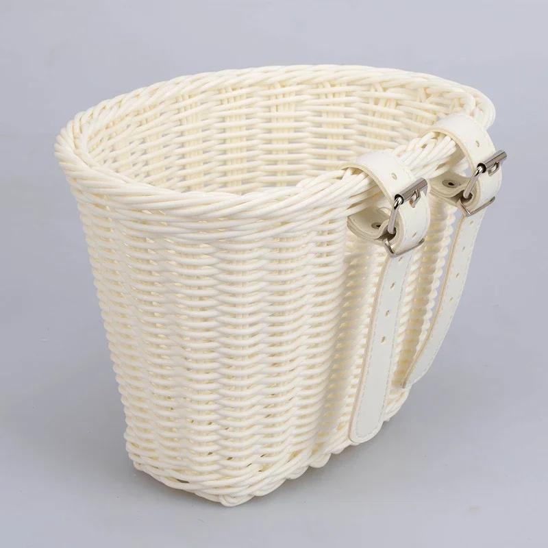 Panier de vélo traditionnel multifonction pour guidon avant, panier de vélo étanche tissé à la main pour enfants