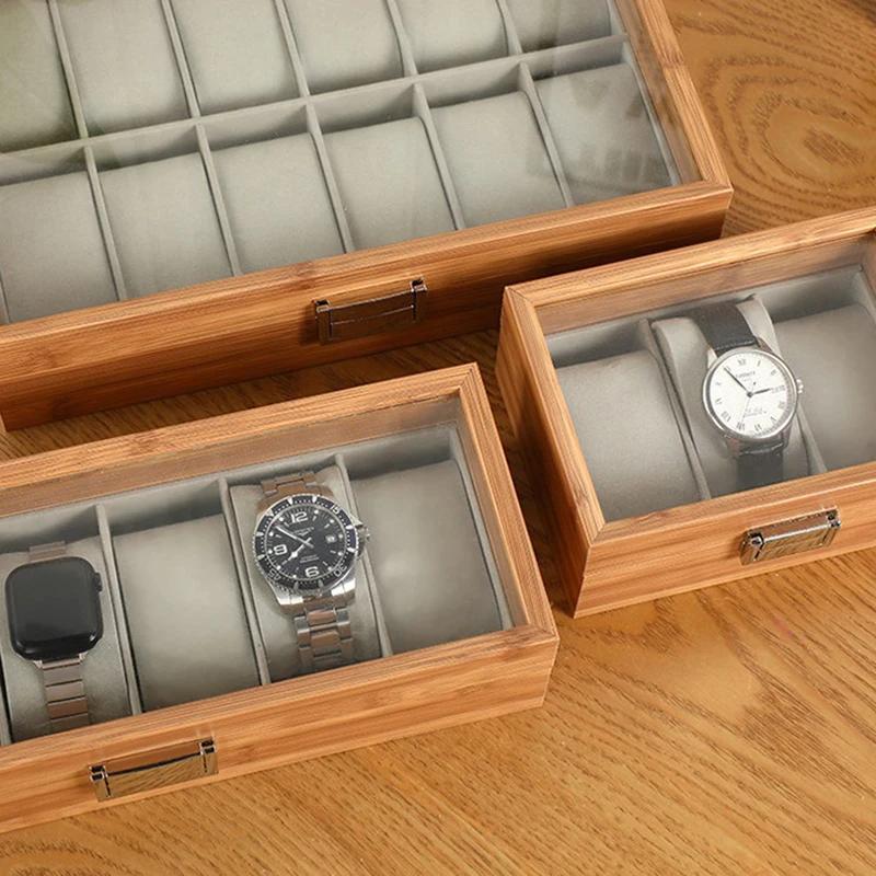 Boîte de rangement de montre en bois, boîte de rangement moderne Vintage, montres-bracelets, accessoires, boîtes de montre, boîtes d'exposition avec oreillers
