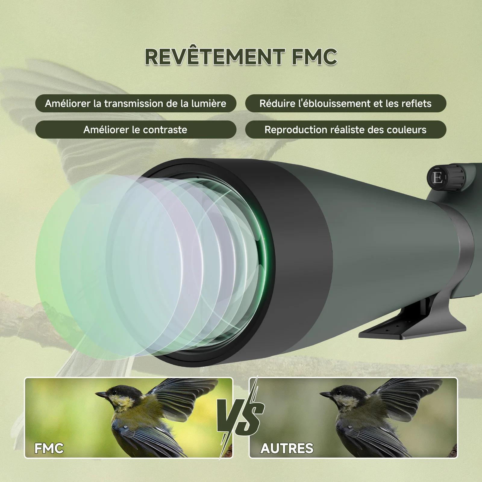 Svbony SV28A Lunette de repérage 25-75x100/20-60x80 FMC Parfaite pour les débutants au tir à l'arc
