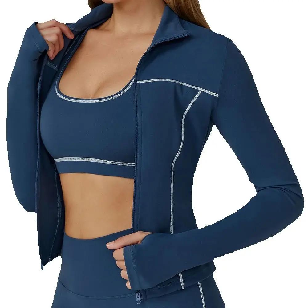 Vêtements de Yoga femmes veste de Sport course chemise à manches longues vestes