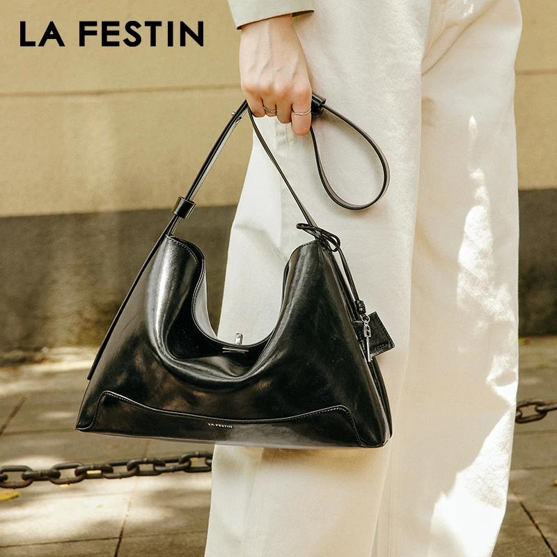 LA FESTIN-Sac à Bandoulière en Cuir de Grande Capacité pour Femme