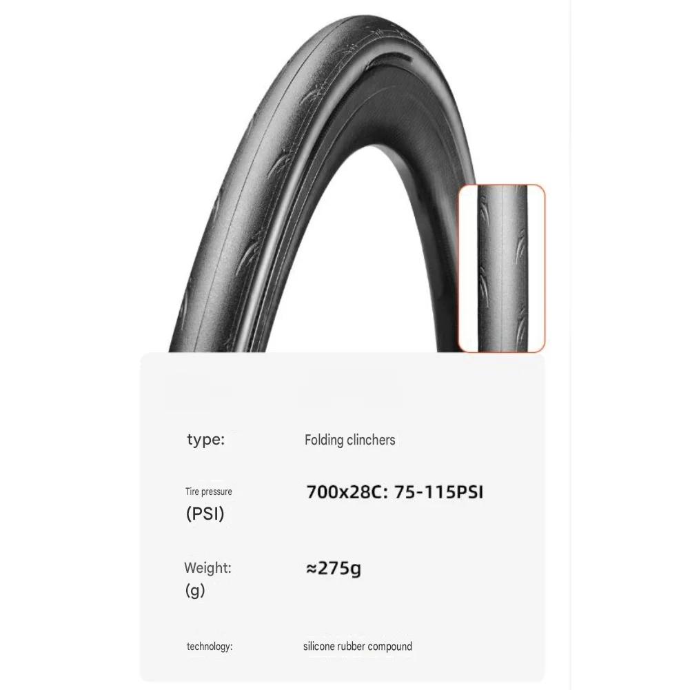Pneu pliable pour vélo de route 700x28C, 75-115PSI, 60 FOR Tpi, composé de silice, pièces de rechange pour cyclisme, accessoires