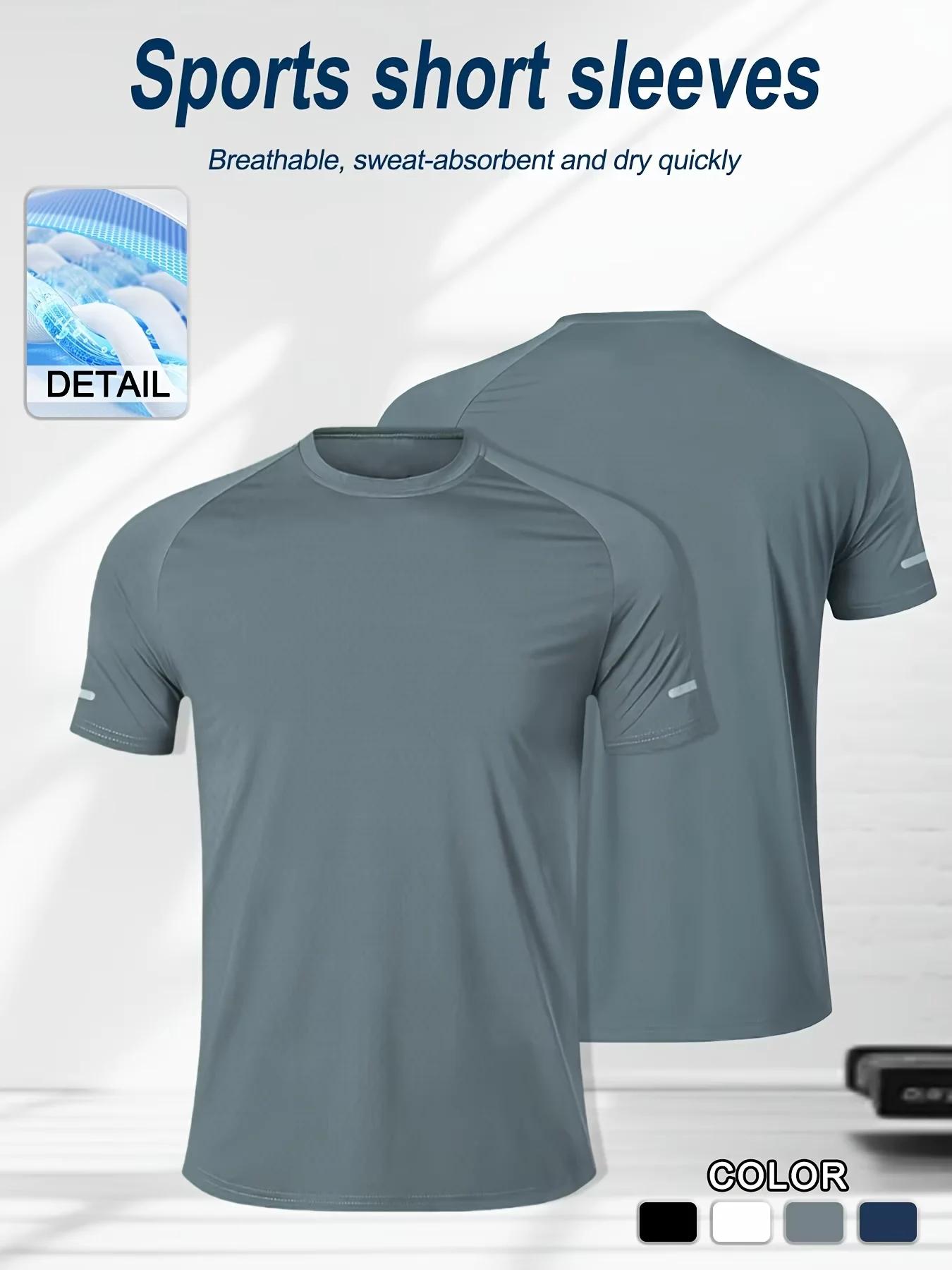 Vêtements de Fitness, T-shirt de sport à manches courtes en soie glacée pour hommes, entraînement de course professionnel pour marathon, séchage rapide