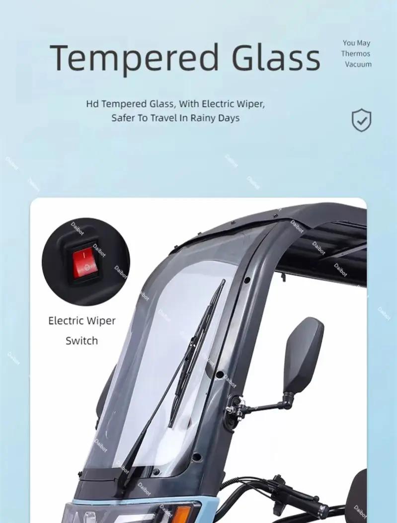 Scooter électrique vélo Parent enfant 3 roues avec toit 3 sièges longue portée 50KM pour adultes femmes 1000w Tricycle électrique passager
