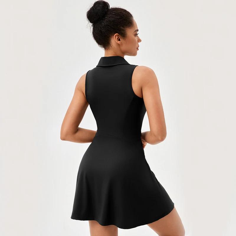 Robe tennis revers femme - Jupe course golf respirante séchage rapide vêtement yoga été