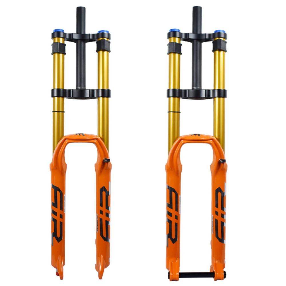 Fourche à suspension pneumatique pour vélo 26/29 pouces - 160 mm de débattement, 100 mm de distance entre les axes, QR 15 mm, fourche à double couronne pour VTT