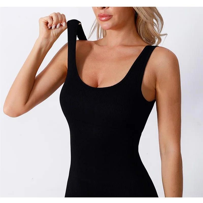 Combinaison de Yoga sans coutures pour femmes - Col carré sexy été slim hanches