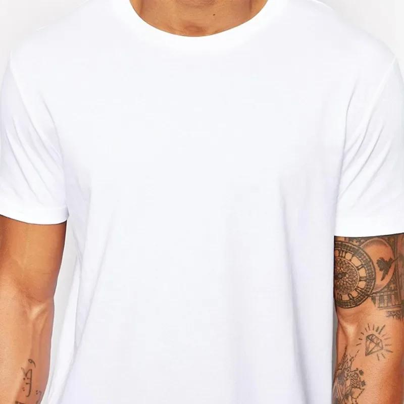 T-shirt long blanc en coton pour homme, style hip-hop, collection 2026 – Coupe extra longue pour homme