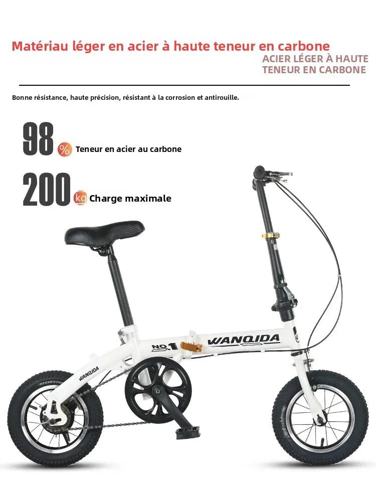Vélo pliable, petit vélo de 12 pouces pour garçons et filles, transmission portable et ultralégère avec freins à disque