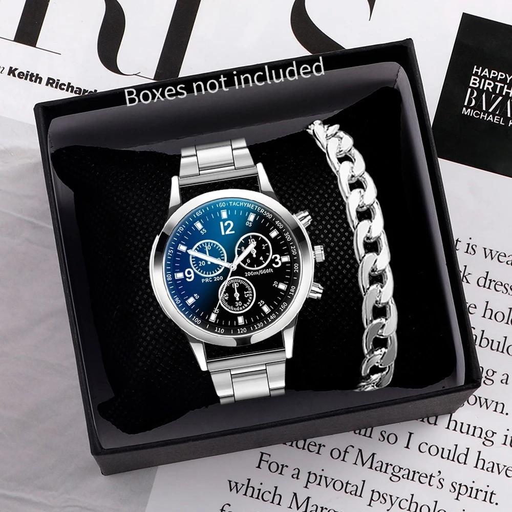 1/2 pièces montres d'affaires pour hommes montre à Quartz avec Bracelet en acier pour hommes de mode avec Bracelet (boîte non incluse)
