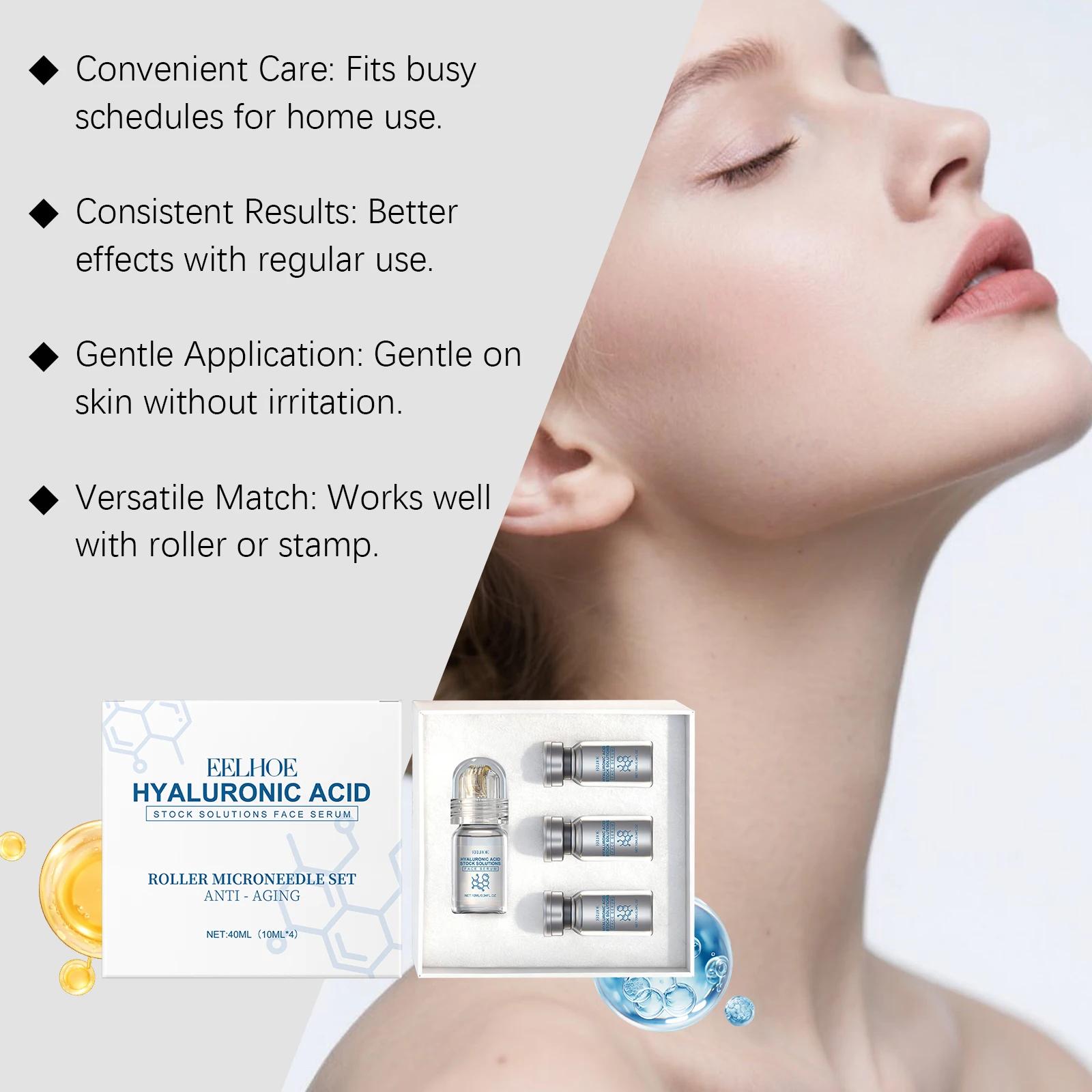 Sérum Visage à l'Acide Hyaluronique avec Rouleau Microneedle – Hydratant, Anti-rides, Lissant et Rafraîchissant