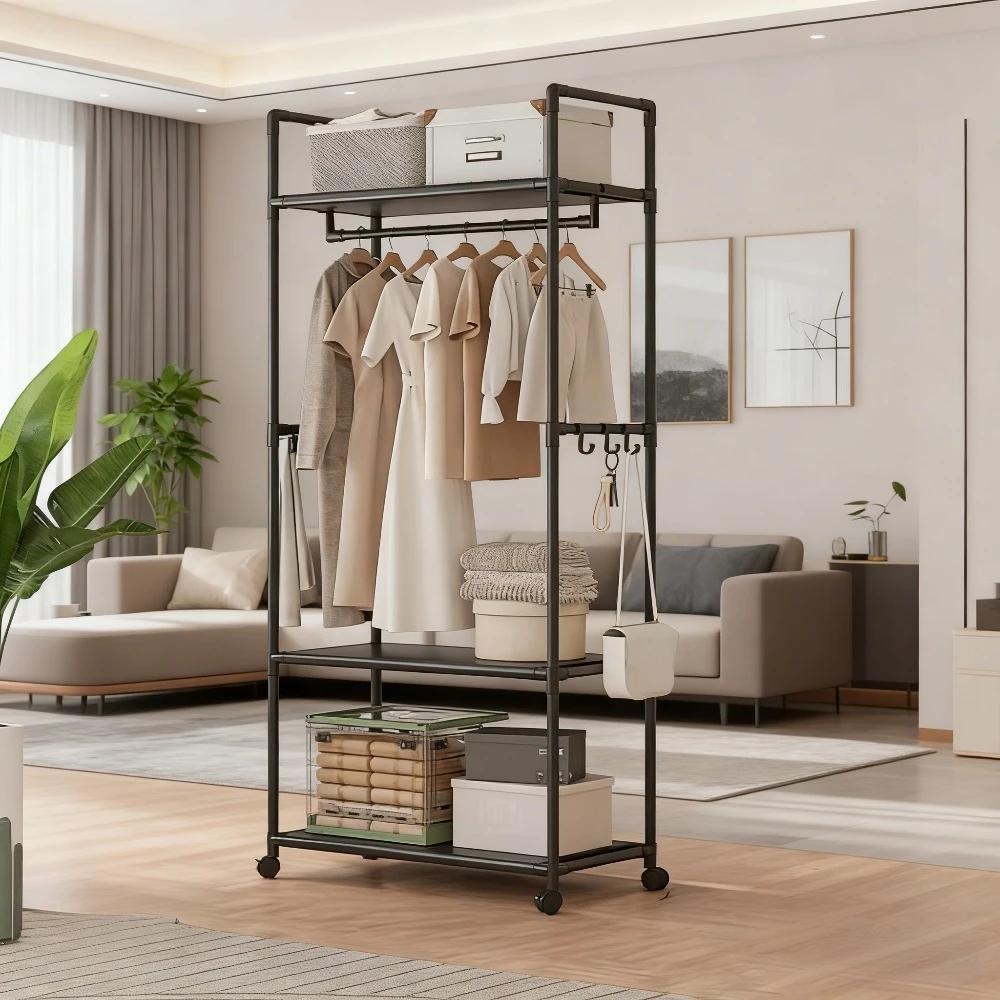 Support de rangement pour vêtements avec roulettes