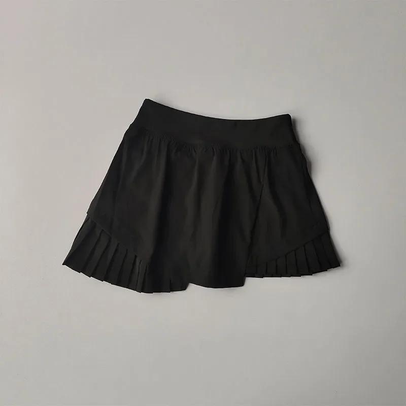 Jupe courte sport taille haute anti-éblouissement avec shorts doublés pour yoga et fitness été
