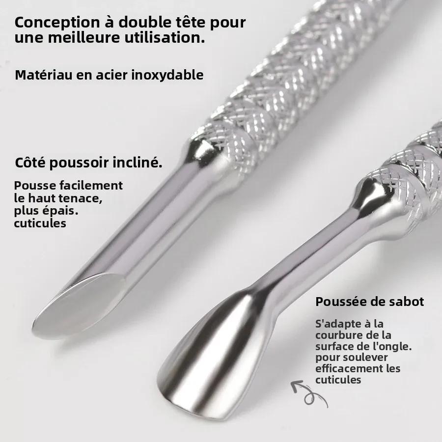 Poussoir à cuticules à sabot coudé à Double tête