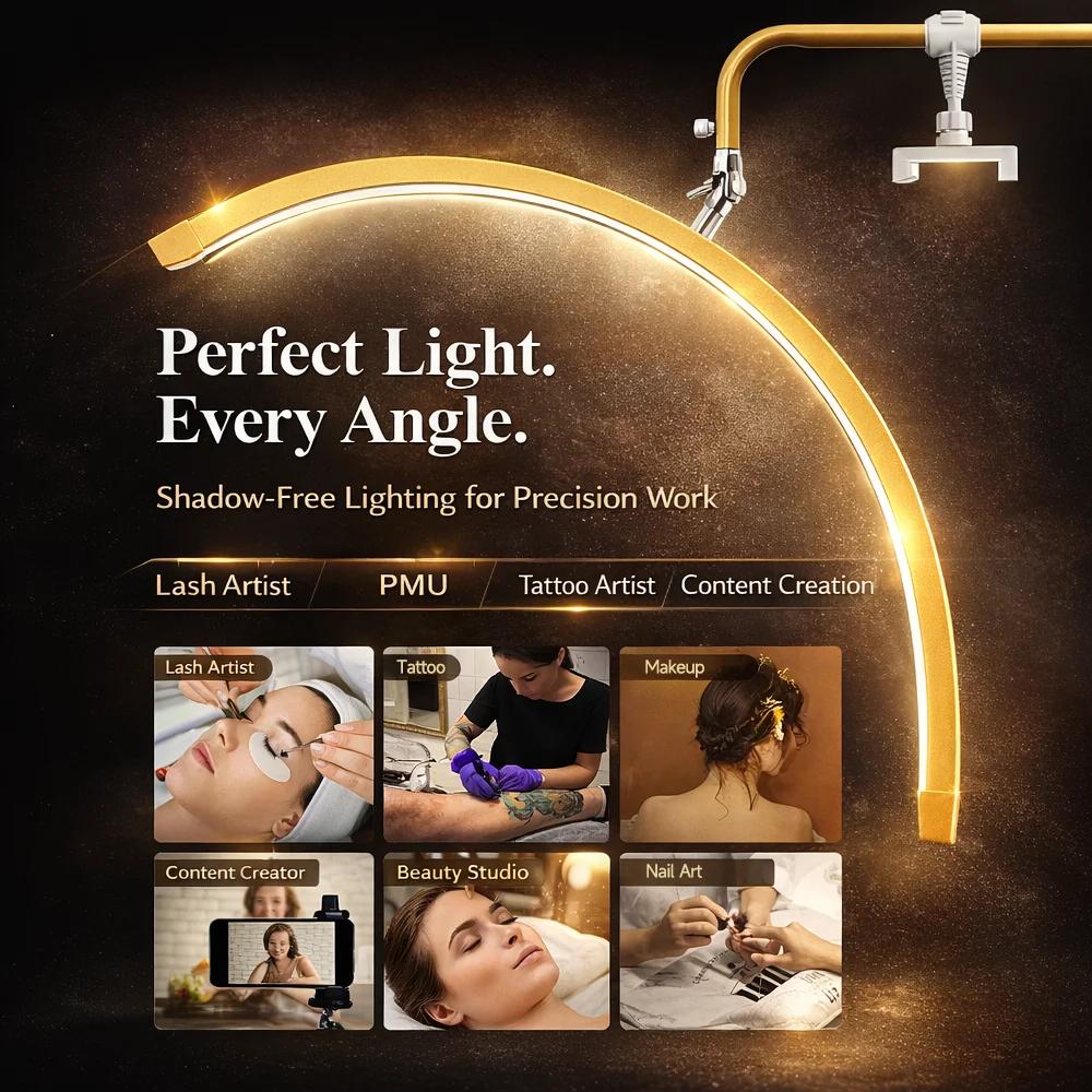 2025 oem personnalisé LOGO gratuit 45 W nouveau joint en U LED demi-lune extension de cils Salon lampe