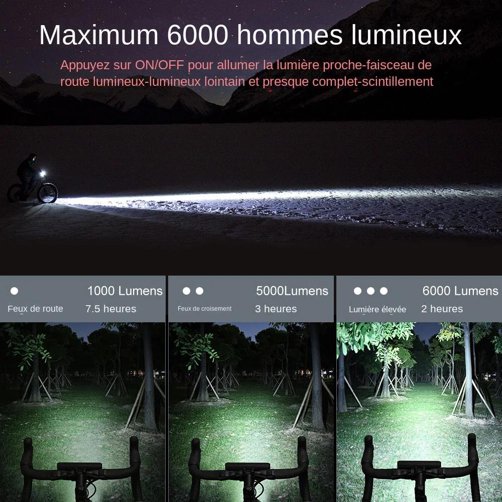 NEWBOLER vélo lumière avant 6000 Lumen