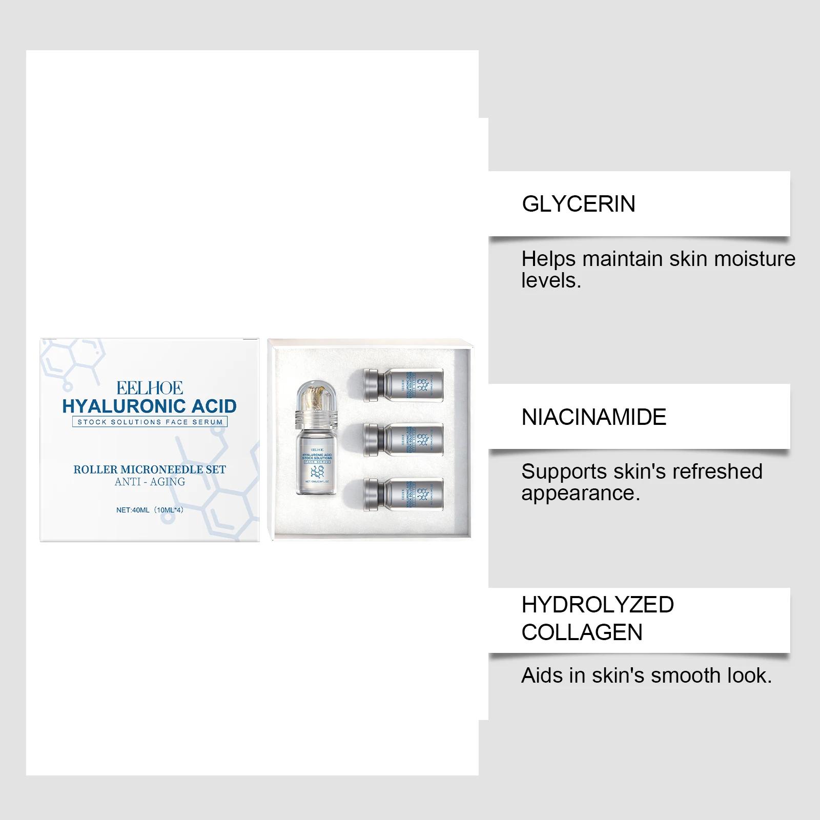 Sérum Visage à l'Acide Hyaluronique avec Rouleau Microneedle – Hydratant, Anti-rides, Lissant et Rafraîchissant