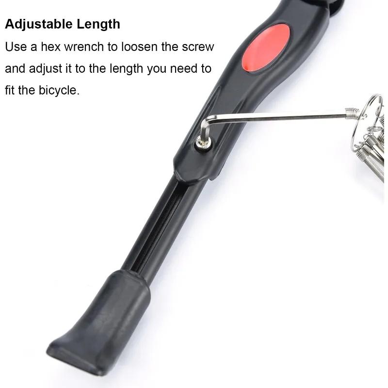 Béquille de vélo, support de vélo réglable en aluminium, béquille latérale à montage arrière, compatible avec les vélos de 20 à 27,5 pouces (noir)