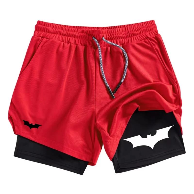 Short de performance 2 en 1 imprimé chauve-souris pour hommes - Respirant et à séchage rapide pour l'entraînement