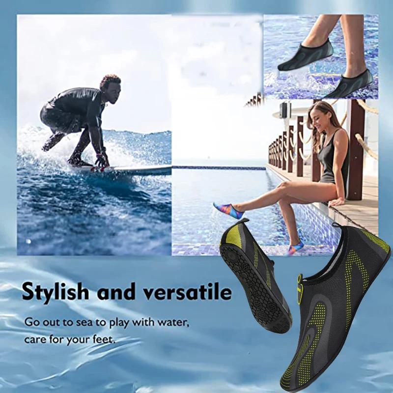 Chaussures de plage wading antidérapantes noir - Chaussettes eau natation souples semelles respirantes tapis roulant