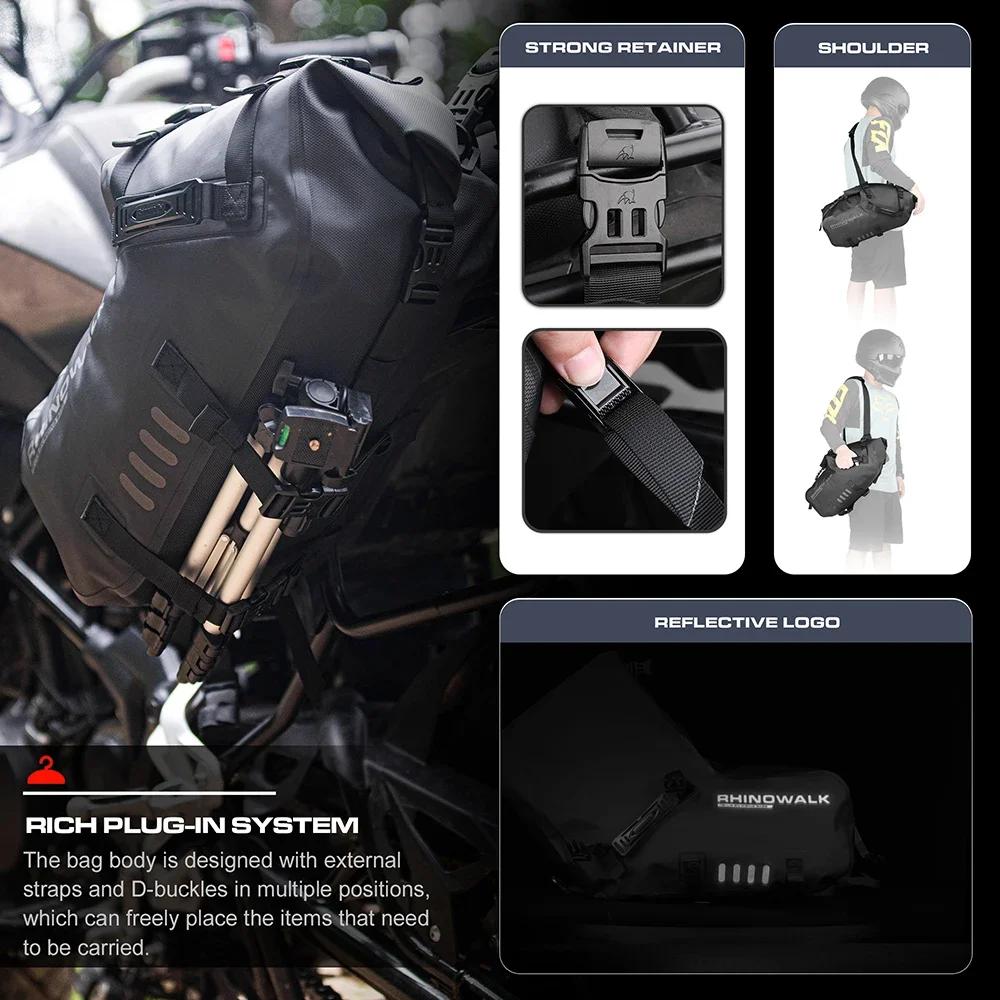 Sac selle moto Rhinowalk 18L étanche - Bagage latéral 9L+9L pour Honda Suzuki Yamaha KTM