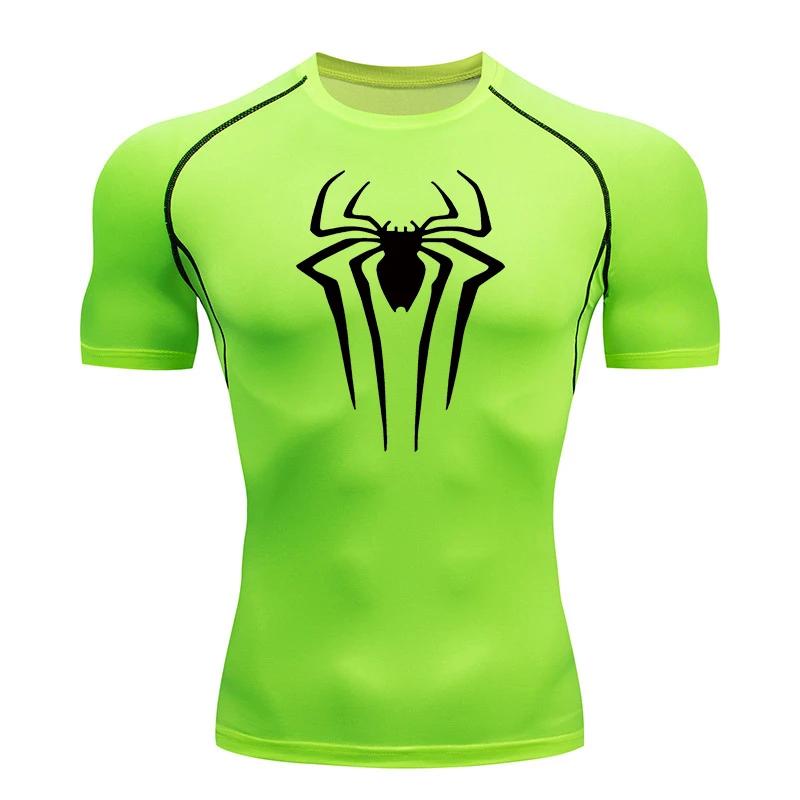 Chemise Compression Imprimée Araignée Homme - T-shirt Été Manches Courtes Séchage Rapide