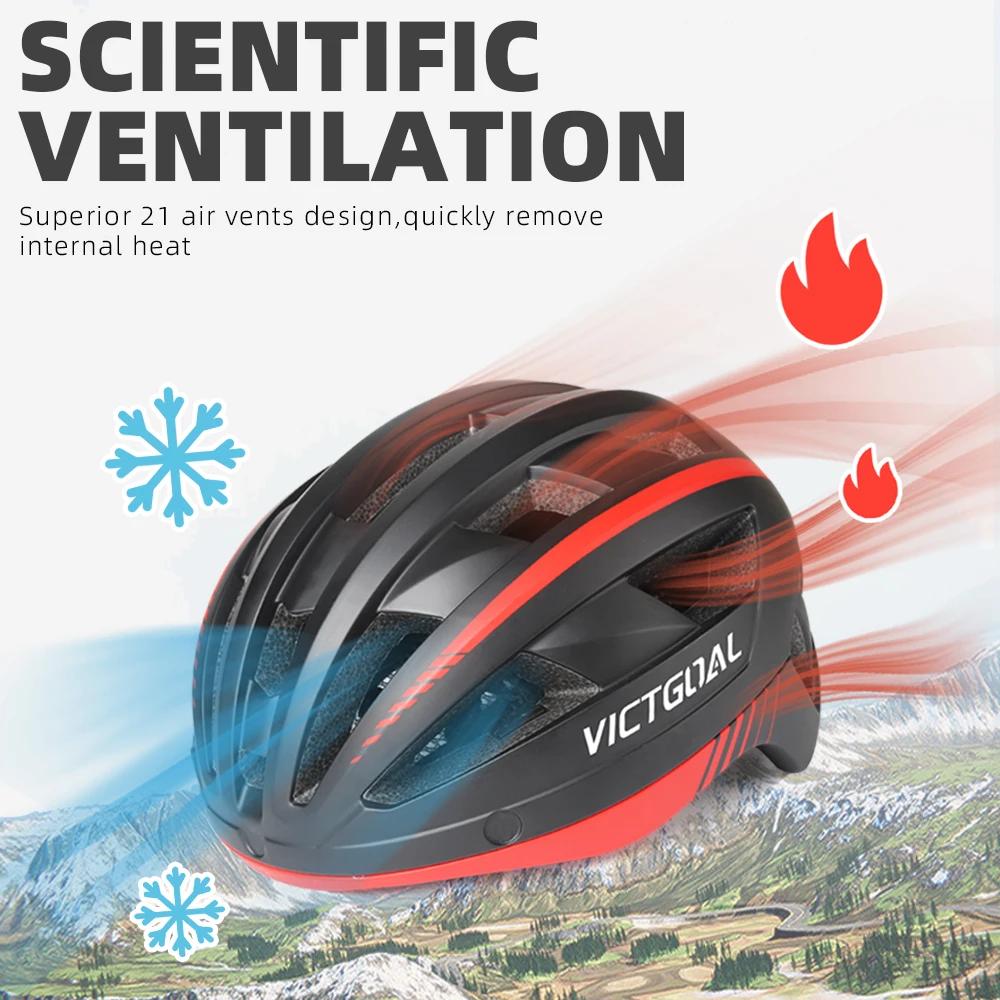 TGOAL-Casque de vélo avec feu arrière LED et pare-soleil pour homme et femme, pour cyclisme sur route et VTT